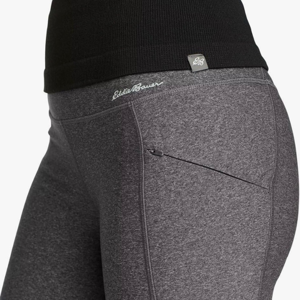 NWT Eddie Bauer Women's Trail Tight Capris Heather Gray Active Leggings Medium